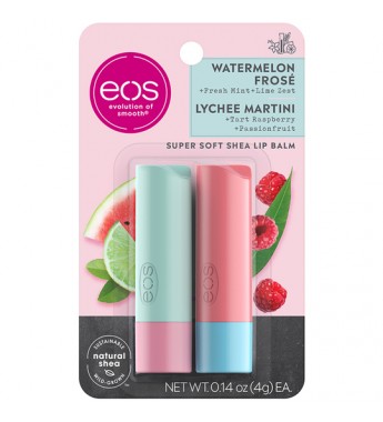 Protector Labial EOS Lip Balm Stick Watermelon Frose And Lychee Martini 4g (2 Unidades)