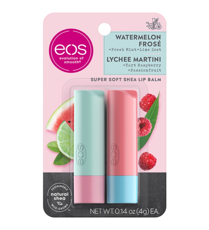 Protector Labial EOS Lip Balm Stick Watermelon Frose And Lychee Martini 4g (2 Unidades)