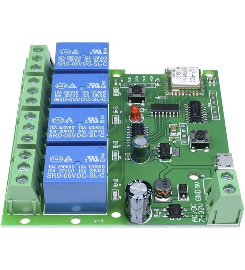 Interruptor Smart Eachen ST-DC4 EA8600004 con 4 Relés/Wi-Fi - Verde + Carcasa 