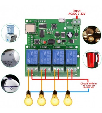 Interruptor Smart Eachen ST-DC4 EA8600004 con 4 Relés/Wi-Fi - Verde
