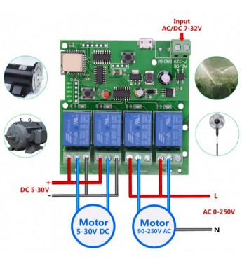 Interruptor Smart Eachen ST-DC4-RF EA8600004-RF con 4 Relés/Wi-Fi - Verde