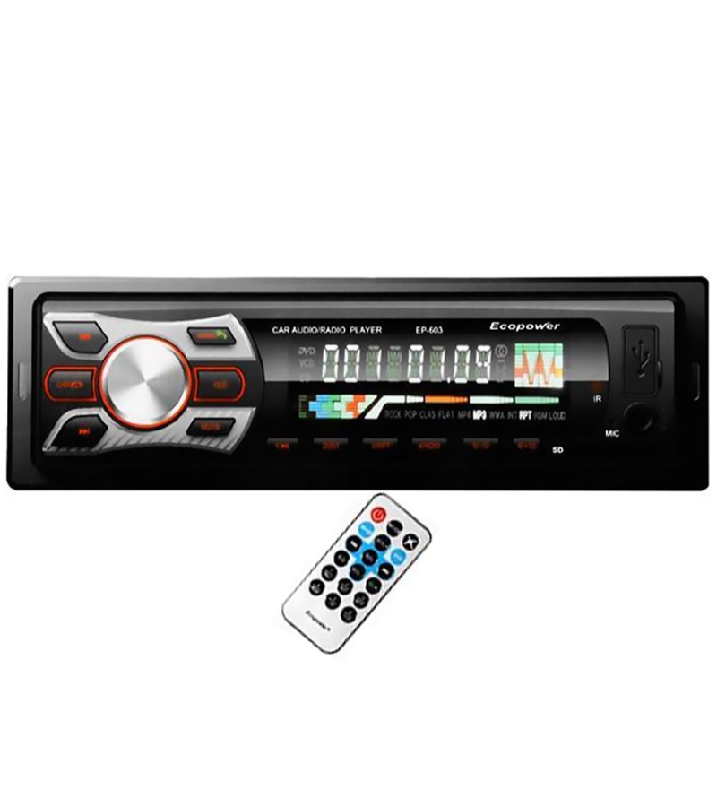 Reproductor de MP3 Automotriz Ecopower EP-6038 con Bluetooth/USB/microSD/45W - Negro