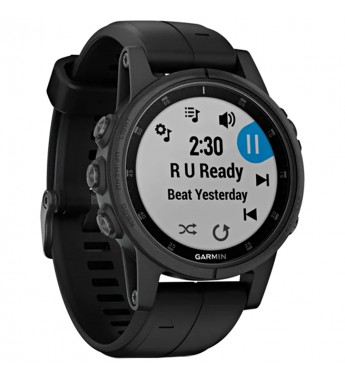 Smartwatch Garmin Fenix 5S Plus de 42mm 010-01987-02 con Pantalla 1.2"/GPS/Wi-Fi/Bluetooth (Sapphire) - Negro