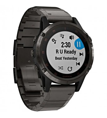 Smartwatch Garmin Fenix 5 Plus de 47mm 010-01988-03 con Pantalla 1.2"/GPS/Wi-Fi/Bluetooth (Sapphire) - Gris carbón