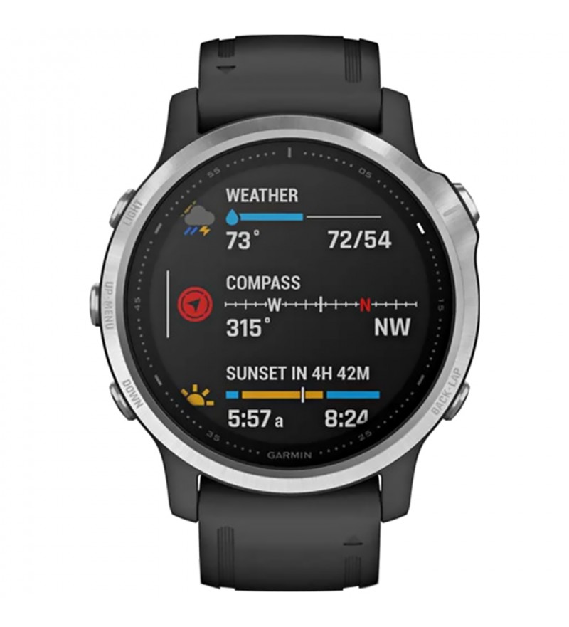 Smartwatch Garmin Fenix 6S de 42mm 010-02159-01 con Pantalla 1.2"/GPS/Wi-Fi/Bluetooth - Plata/Negro