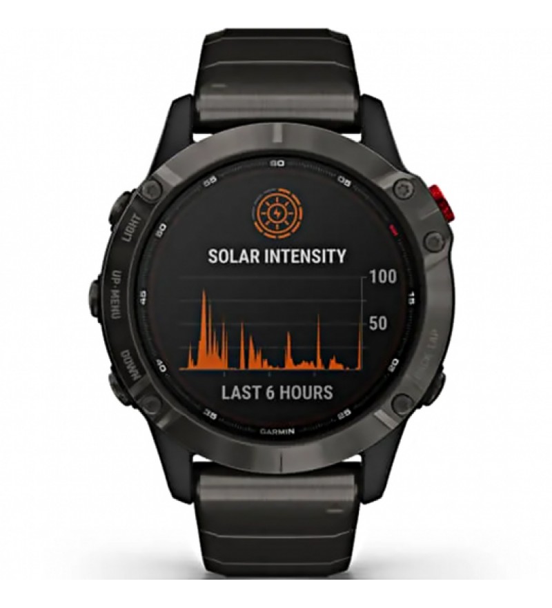 Smartwatch Garmin Fenix 6 Pro de 47mm 010-02410-25 con Pantalla 1.3"/GPS/Wi-Fi/Bluetooth (Solar) - Negro/Rojo