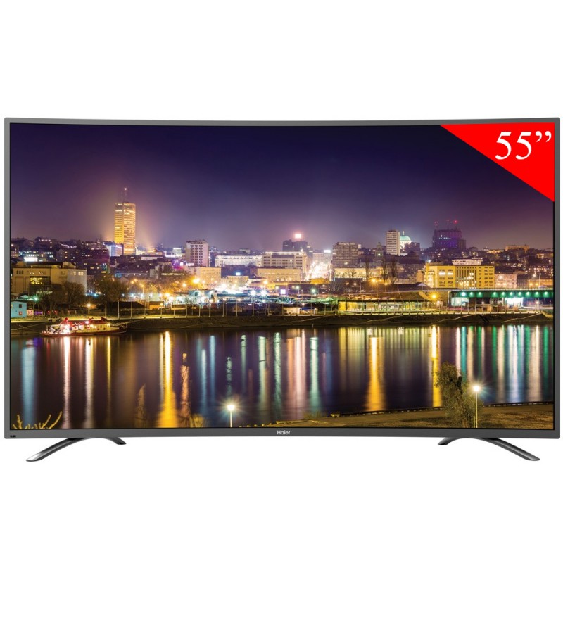 Smart TV LED Curvo de 55" Haier LE55Q9000DUA 4K UHD con Wi-Fi/Android/HDR - Negro