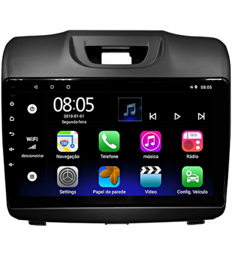 Central Multimedia Hetzer A1 de 9" para Chevrolet S10 2012/15 con Bluetooth/GPS/Wi-Fi - Negro