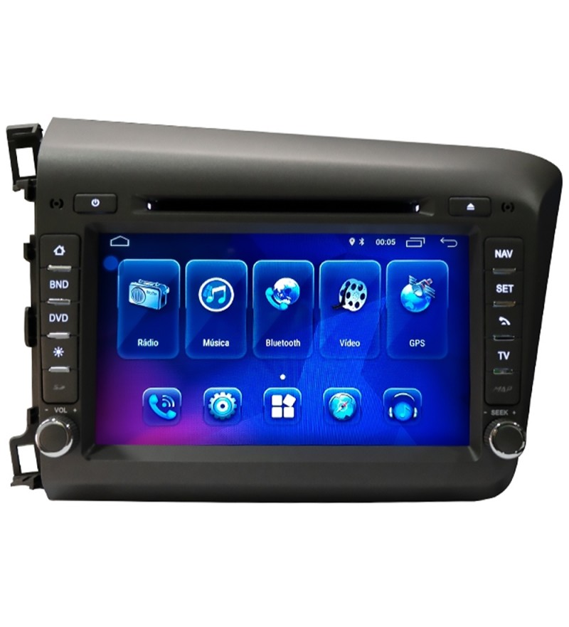 Central Multimedia Hetzer S650 de 8” para Honda Civic 2012/14 con Bluetooth/GPS/A6 – Gris Oscuro