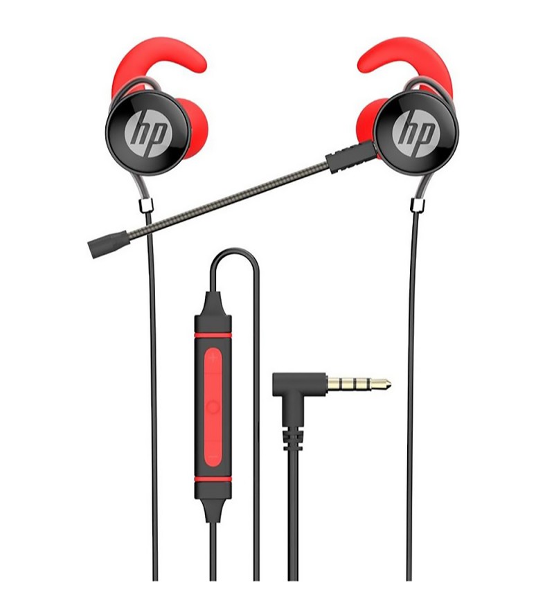 Auriculares HP Music Headset DHE-7004 9YE88AA con Jack 3.5mm/Micrófono Removible - Negro/Rojo