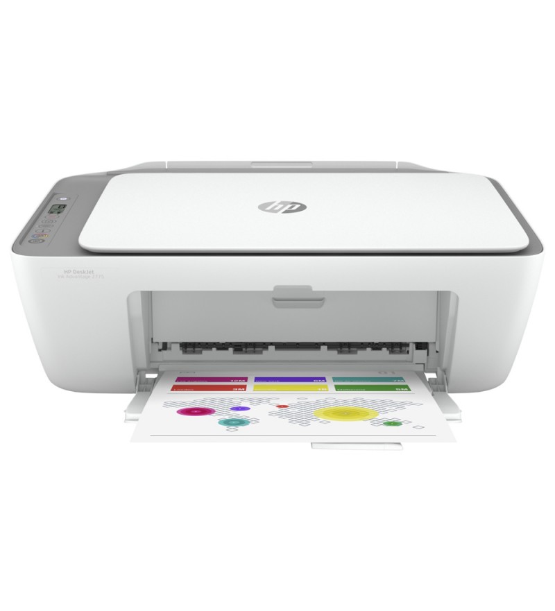 Impresora Multifuncional HP Deskjet Ink Advantage 2775 3 en 1/Wi-Fi/Bivolt - Blanco/Gris