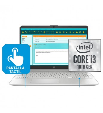 Notebook HP 15-DY1032WM de 15.6" HD Touch con Intel Core I3-1005G1/8GB RAM/256GB SSD/W10 - Plata