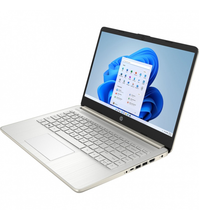 Notebook HP 14-dq0003dx de 14" HD con Intel Celeron N4020/4GB RAM/64GB eMMC/W10 - Pale Gold