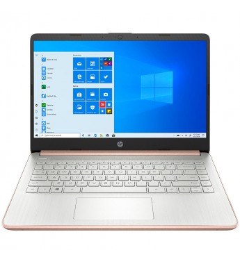 Notebook HP 14-dq0004dx de 14" HD con Intel Celeron N4020/4GB RAM/64GB eMMC/W10 - Rosé/Plata