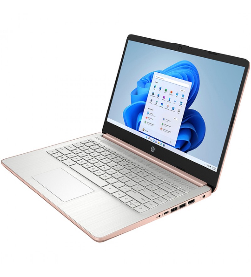 Notebook HP 14-dq0054dx de 14" HD con Intel Celeron N4120/4GB RAM/64GB eMMC/W11 - Rose Gold