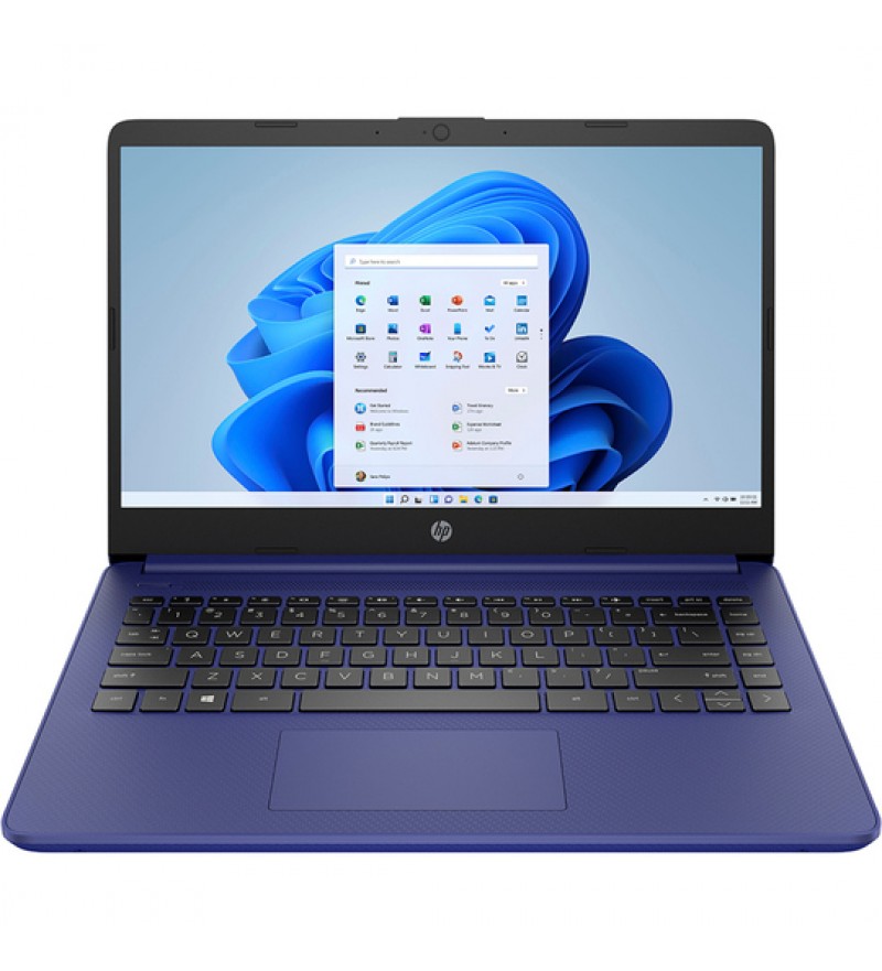 Notebook HP 14-dq0055dx de 14" HD con Intel Celeron N4120/4GB RAM/64GB eMMC/W11 - Indigo Blue