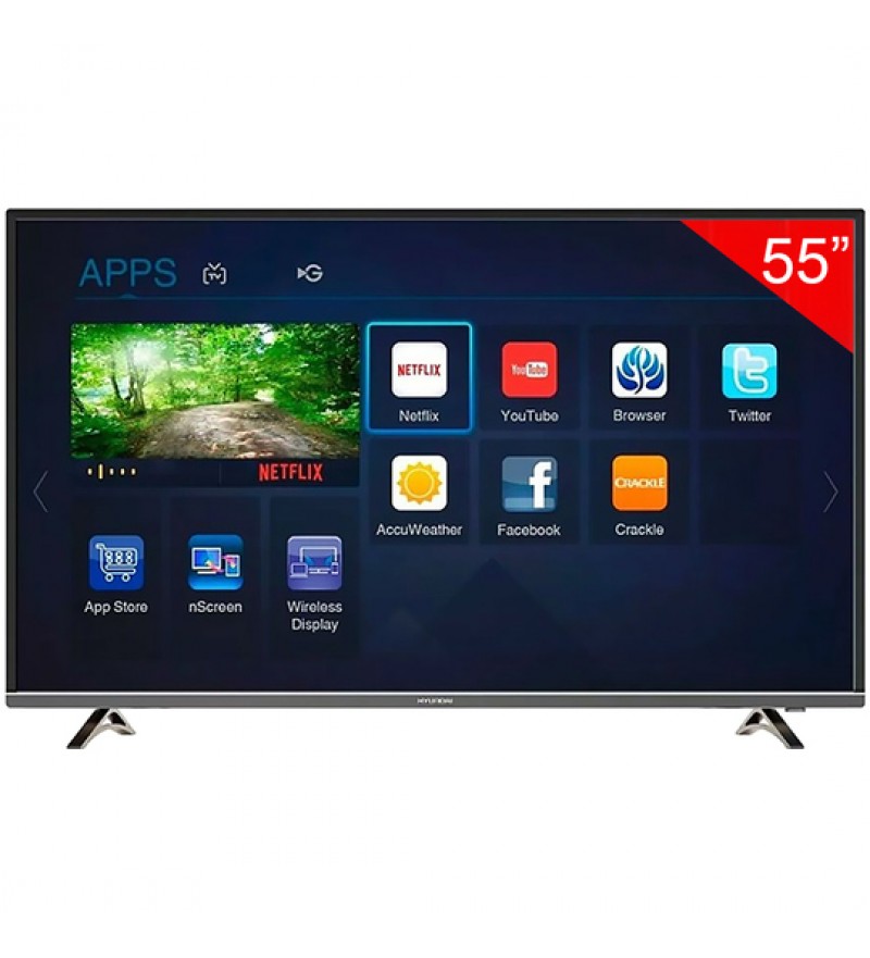 Smart TV LED de 55" Hyundai HYLED-55UHD2 4K con Wi-Fi/USB/HDMI/Bivolt - Negro