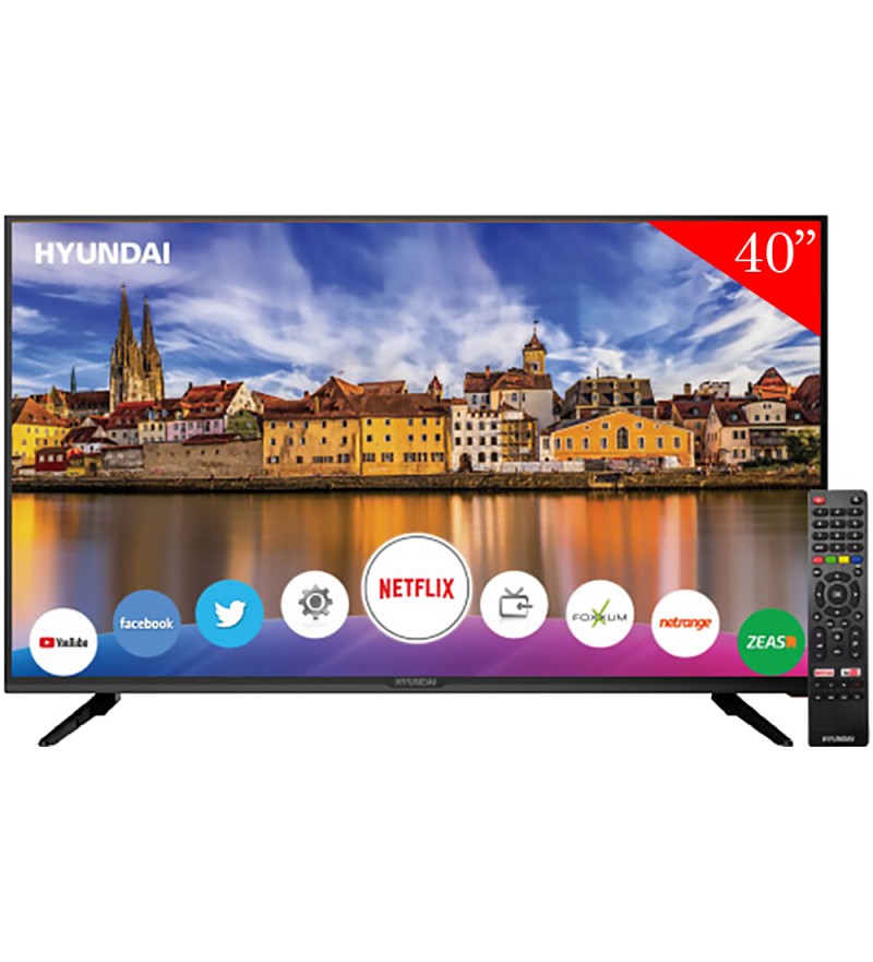 Smart TV LED de 40" Hyundai HY40NTFB FHD con Linux/HDMI/USB/Bivolt - Negro
