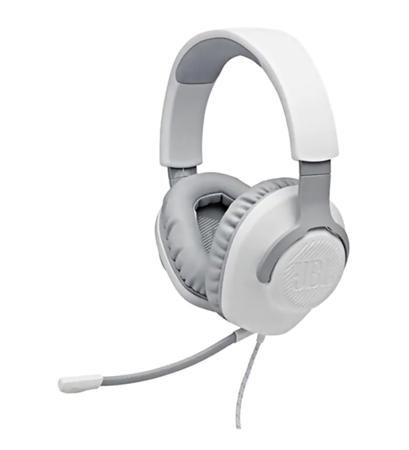 Headset JBL Quantum 100 con Sonido Quantum Signature /Driver de 40mm /Micrófono Desmontable - Blanco