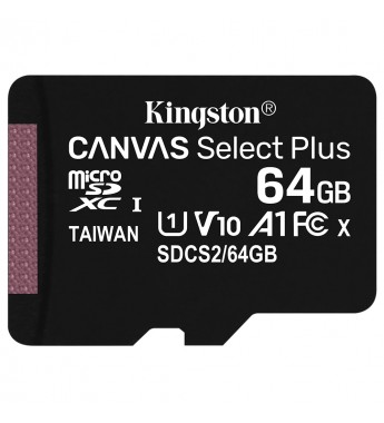 Tarjeta microSD Kingston Canvas Select Plus SDCS2/64GB de 64GB - Negro