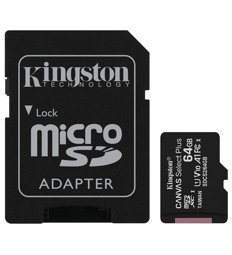 Tarjeta microSD Kingston Canvas Select Plus SDCS2/64GB de 64GB - Negro