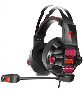 Headset Gaming Kotion YOTMS Y1 RGB 50mm/Micrófono Unidireccional - Negro/Rojo