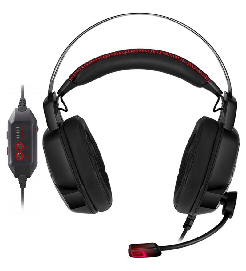 Headset Gaming Kotion YOTMS Y2 RGB 50mm/Micrófono Unidireccional - Negro/Rojo