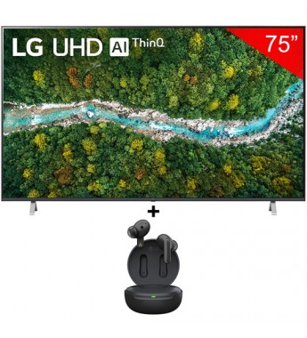 Smart TV LED de 75" LG 75UP7750PSB 4K UHD con Bluetooth/Wi-Fi/Bivolt (2021) + Auricular Inalámbrico LG TONE Free FP5