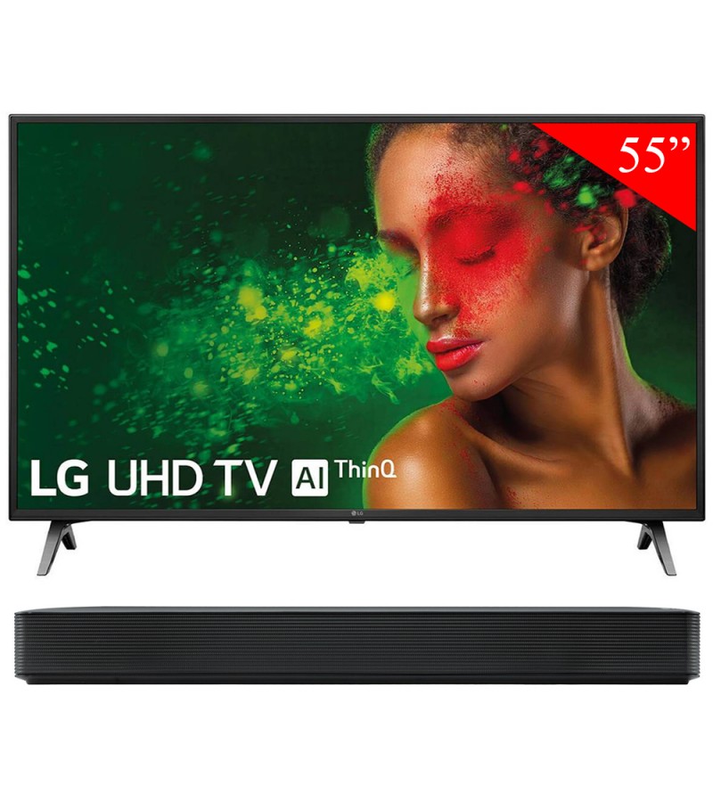 Smart TV LED de 55" LG 55UM7100 4K UHD con ThinQ AI/IPS/Wi-Fi + Soundbar SK1 (2019) - Negro