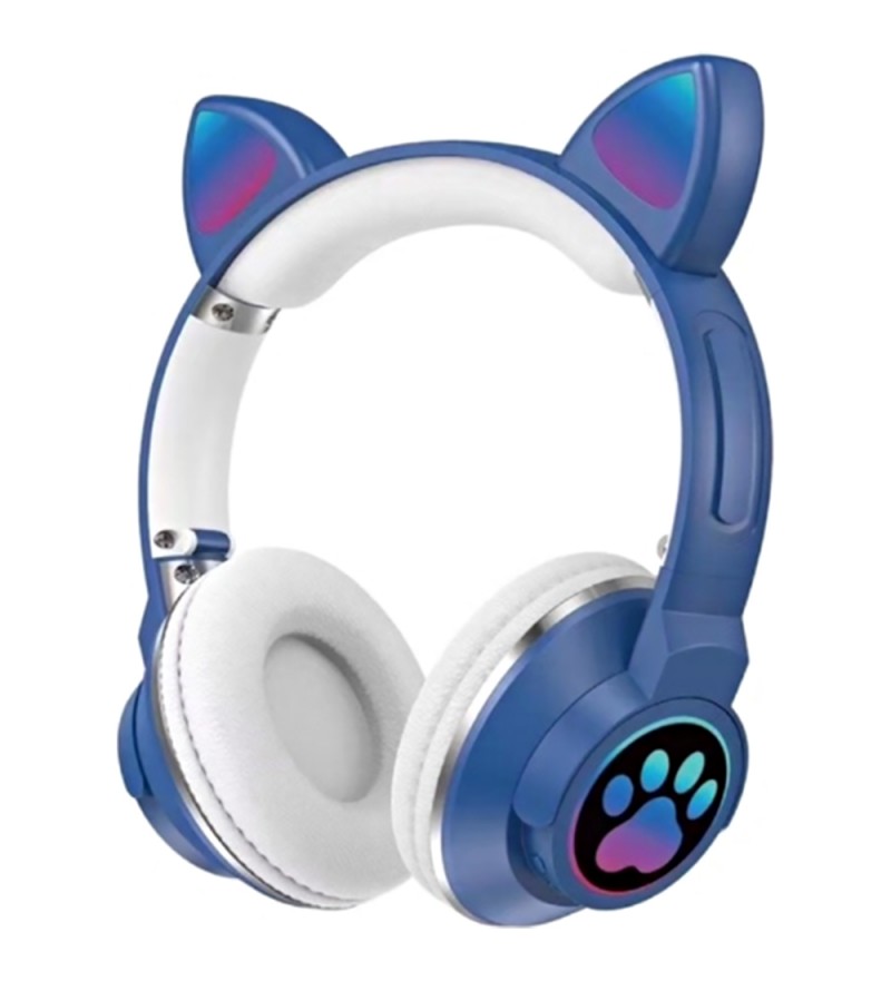 Auriculares Inalámbricos Luo Cat ME-1 con Micrófono/Bluetooth/Lector de Tarjeta microSD - Azul/Blanco