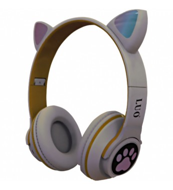 Auricular Inalámbrico Luo Cat Ear ME-3 con micrófono - Blanco/Dorado