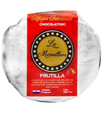 Alfajor Artesanal La Marsellesa Boutique Frutilla de 70g - Chocolate con Frutilla