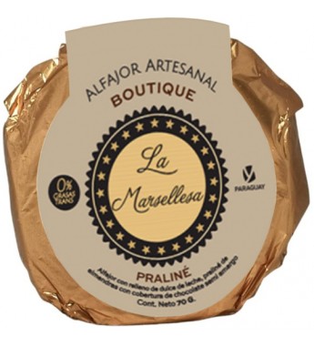 Alfajor Artesanal La Marsellesa Boutique Praliné de 70g - Chocolate y almendra