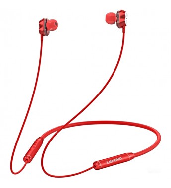 Auriculares Inalámbricos Lenovo Neckband Earphone HE08 Bluetooth/Micrófono - Rojo