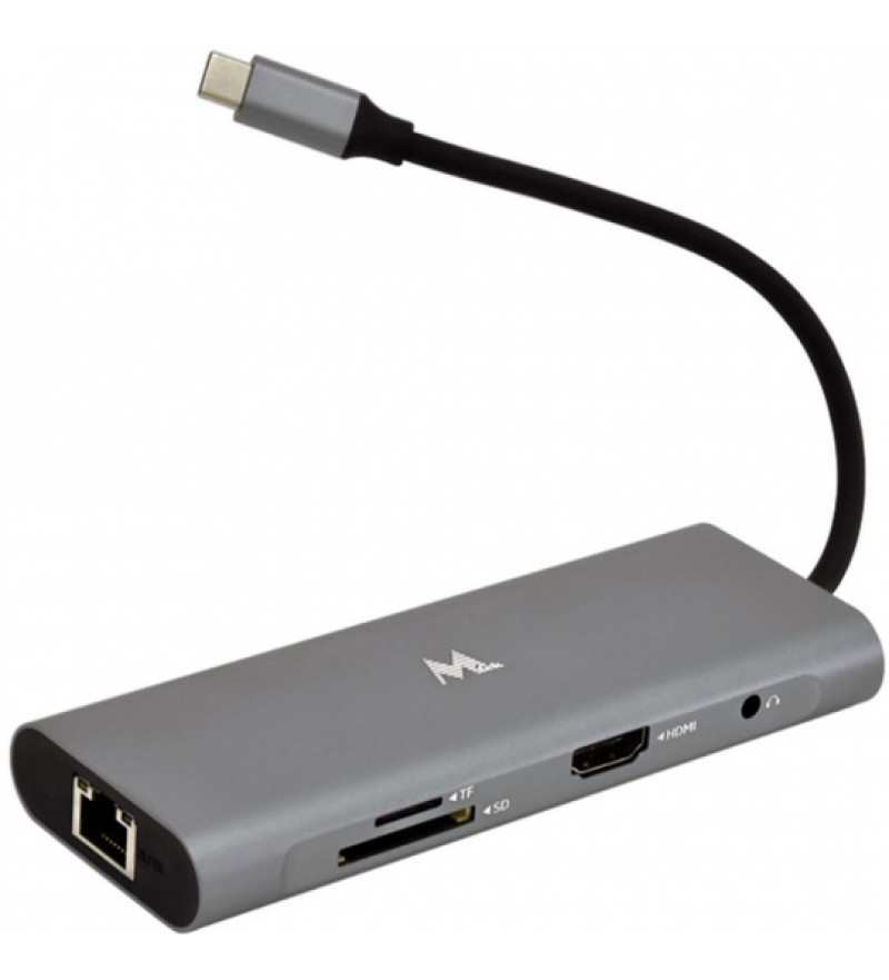 Adaptador Mtek HC-901 con 3 puertos USB/Lector de tarjetas - Gris/Negro