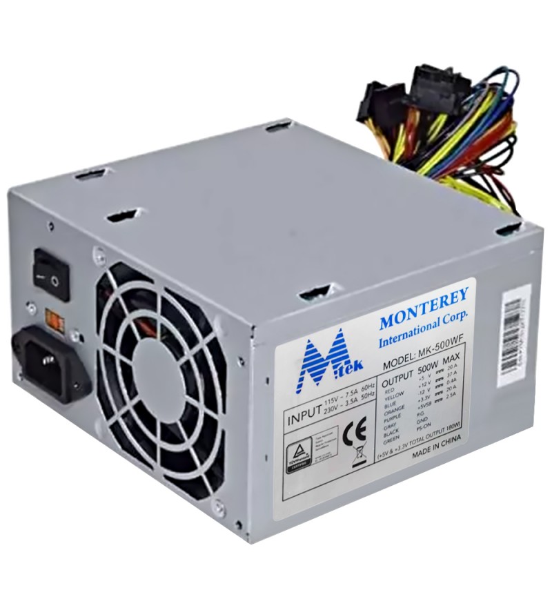 Fuente de Alimentación para PC Mtek MK-500WF 500W/Bivolt - Plata