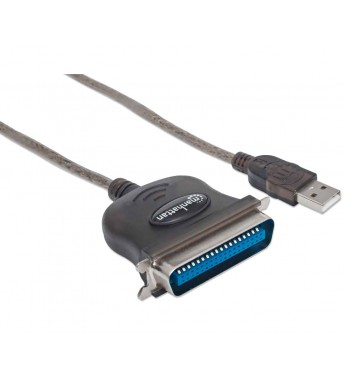 Cable Adaptador Manhattan USB-A/Paralelo CEN36 (1.8 metros) - Negro/Plateado