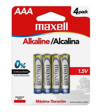 Pila Alcalina Maxell LR03-4BP AAA con 4 Unidades