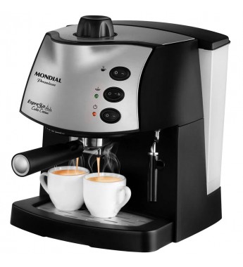 Cafetera Eléctrica Mondial Espresso Coffee Cream Premium C-08 con 2L/800W/110V - Negro/Plata