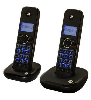 Teléfono Inalámbrico Motorola MOTO550id-2 con Identificador de Llamadas (2 Unidades) - Negro