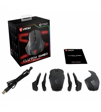 Mouse Gaming MSI CLUTCH GM60 com iluminación RGB/10800DPI Ajustable/8 Botones - Negro