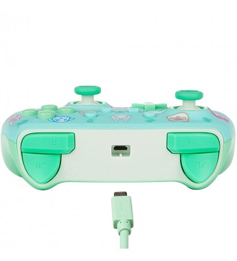 Control para Nintendo Switch PowerA Animal Crossing 1518388-01 con Cable de 3 Metros - Turquesa/Verde