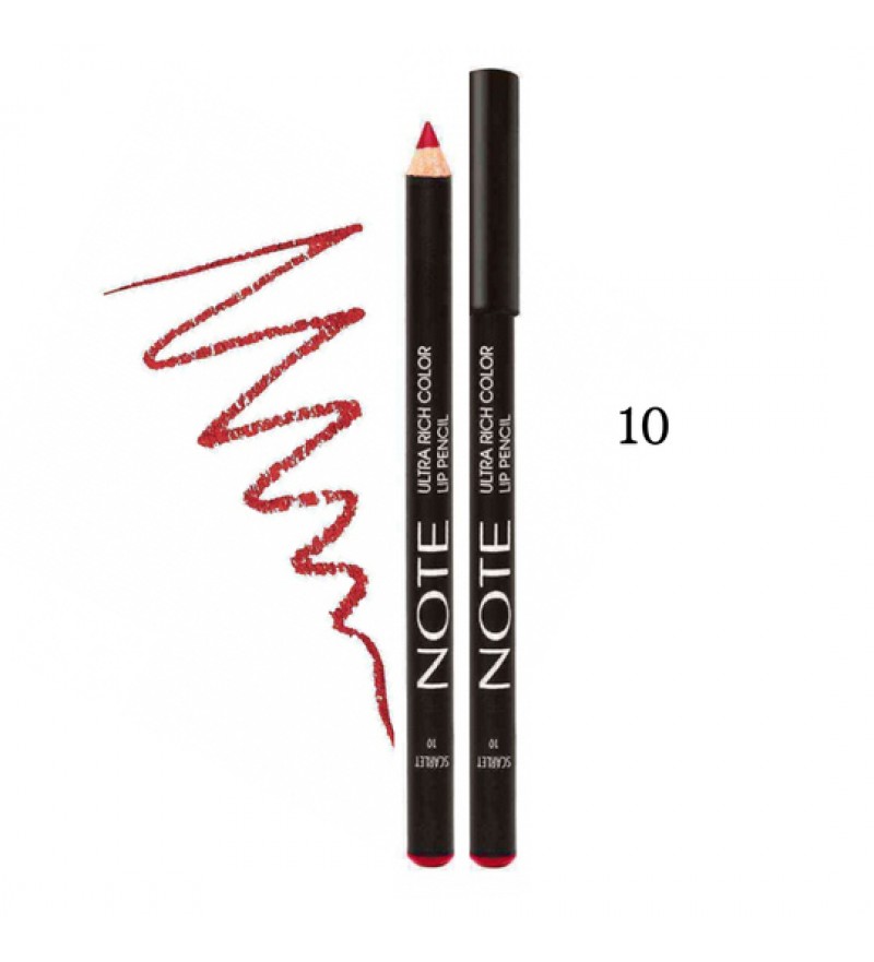 Lápiz Labial Note Ultra Rich Color Lip Pencil - 10 Scarlet 1.1g