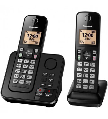 Teléfono Inalámbrico Panasonic KX-TGC362LAB con Identificador de Llamadas (2 Unidades) - Negro