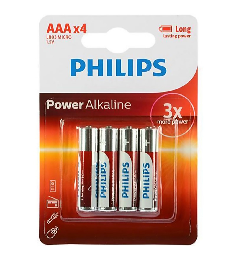 Pila Alcalina AAA Philips LR03P4B/97 de 1.5V - 4 Unidades