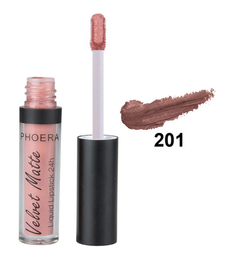 Brillo Labial Phoera Velvet Matte Liquid Lipstick 201 Nude - 2.5mL