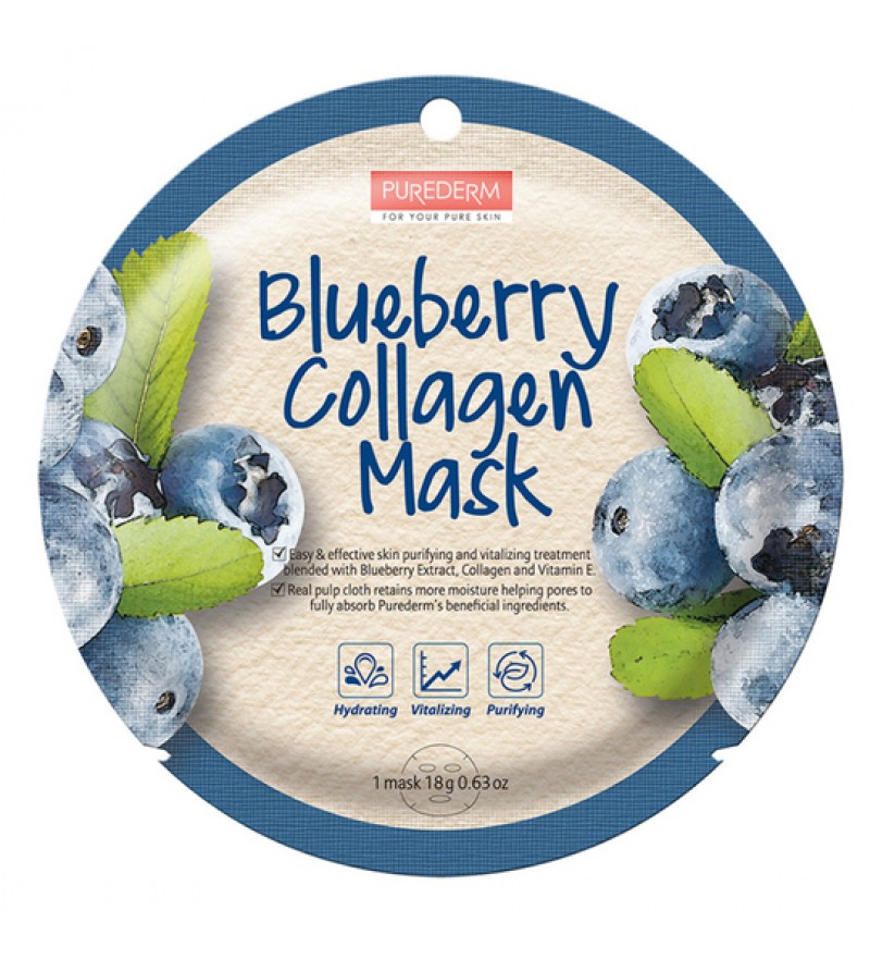 Mascara de Colágeno de Arándanos Purederm Blueberry Collagem mask ADS 803