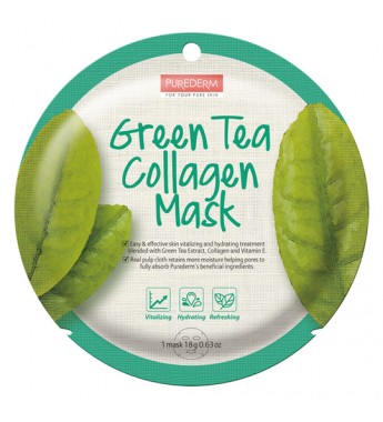 Mascara de Colágeno de Té Verde Purederm Green Tea Collagen Mask ADS 807 