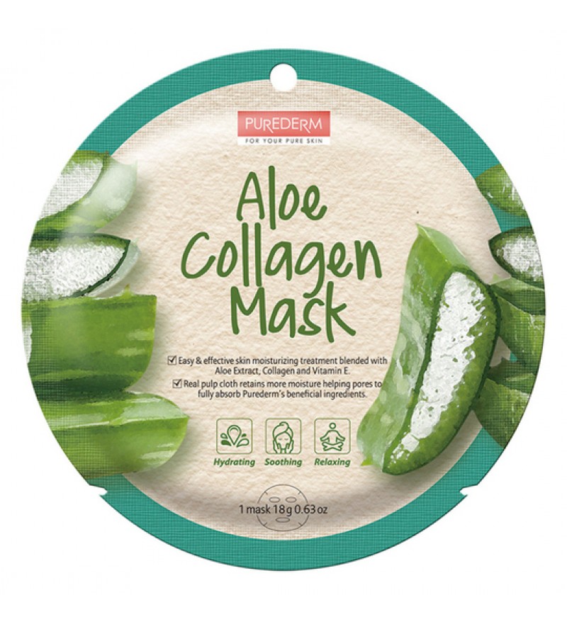 Mascara de Colágeno de Aloe Purederm Aloe Collagem Mask ADS 801