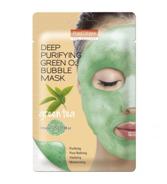 Máscara de Burbujas Purederm Deep Purifying Green O2 Bubble Mask ADS 385 “Green Tea” 